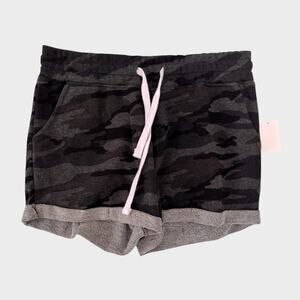 1987 Active Large Charcoal Camoflauge NEW NWT Jersey Shorts Drawstring